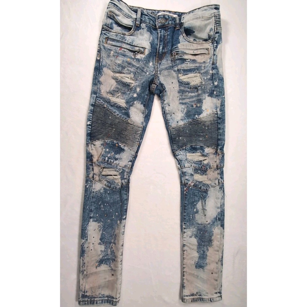 Embellish Jeans Men Tag 32 X 31 Rip Repair Patchwork Distressed Paint Tapered